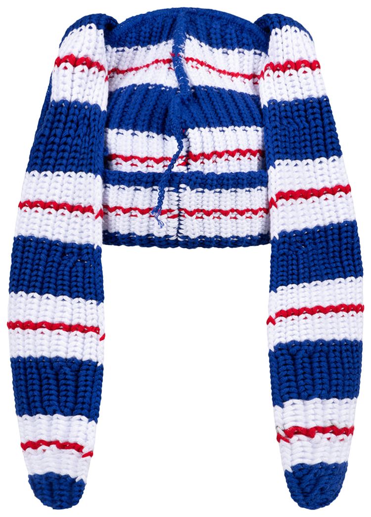 Charles Jeffrey Loverboy Chunky Rabbit Beanie BlueRedWhite Stripe