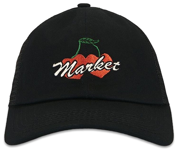 Market Double Cherries Trucker Hat Unbleached Cotton