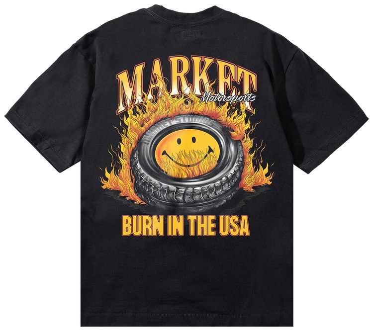 Market Smiley Burnt Rubber T Shirt Pirate Black