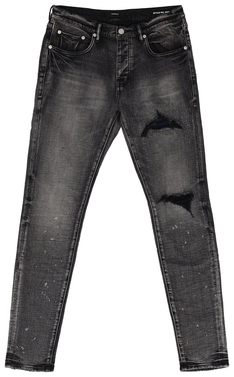 PURPLE BRAND Skinny Plaid Patch Black