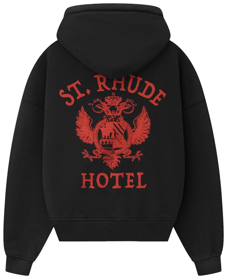 Rhude St Rhude Seal Zip Up Hoodie Vintage BlackRed