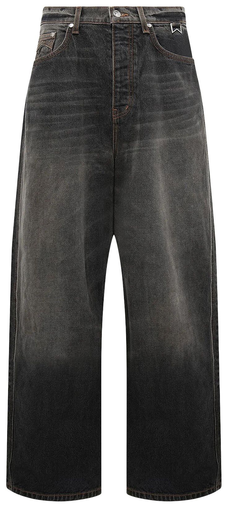 Rhude Wide Leg Traxedo Denim Pants Agoura Black