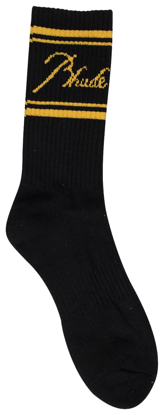Rhude Script Logo Socks BlackYellow