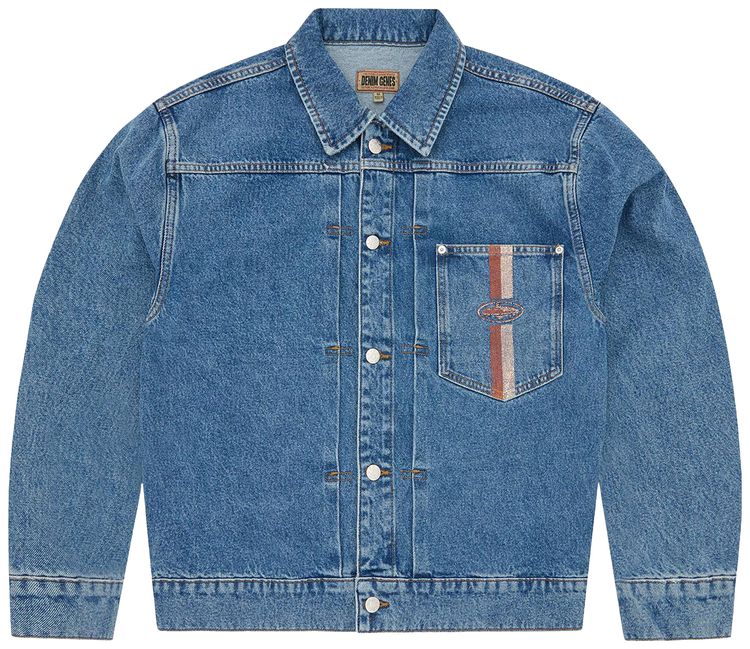Corteiz Dual Stripe Denim Trucker Midwash