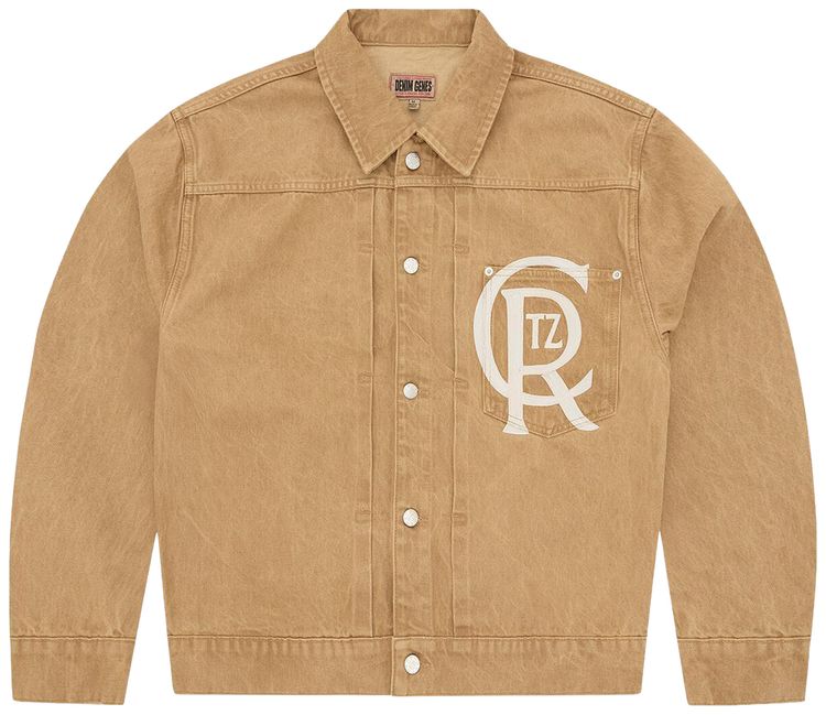 Corteiz Crest Chainstitch Denim Trucker Tan
