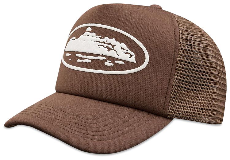 Corteiz Island Puff Print Trucker Hat Brown