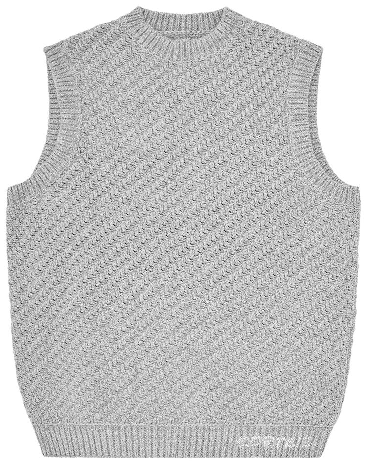 Corteiz Hand Embroidered Knit Vest Grey