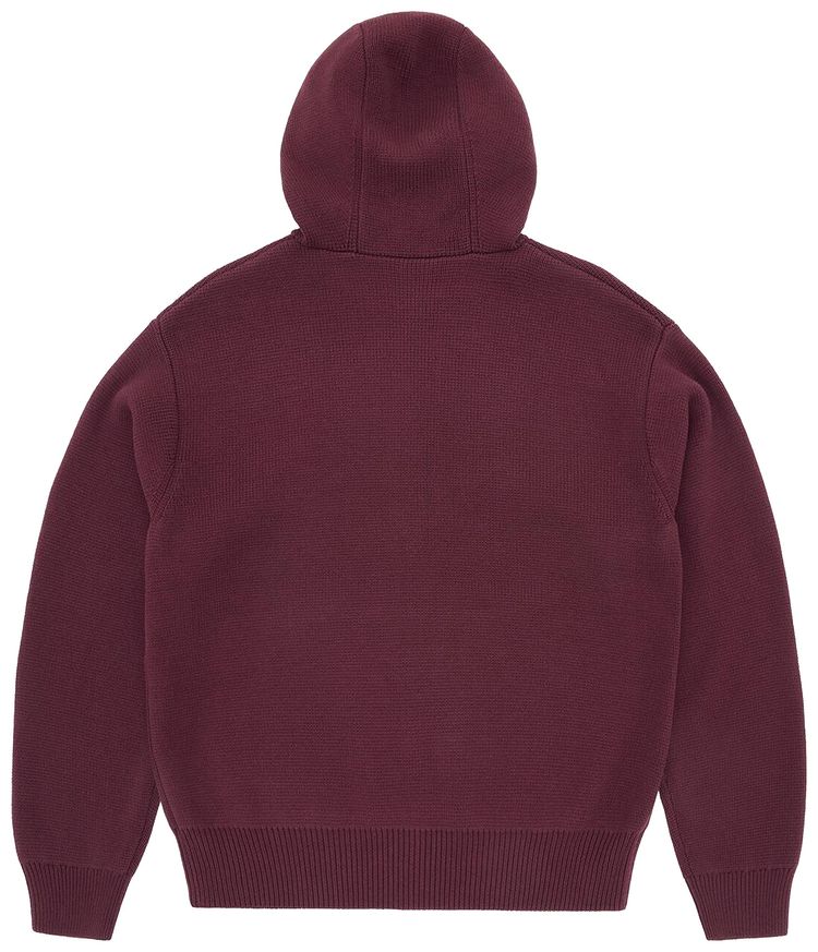 Corteiz 3m College Knit Zip Hoodie Wine