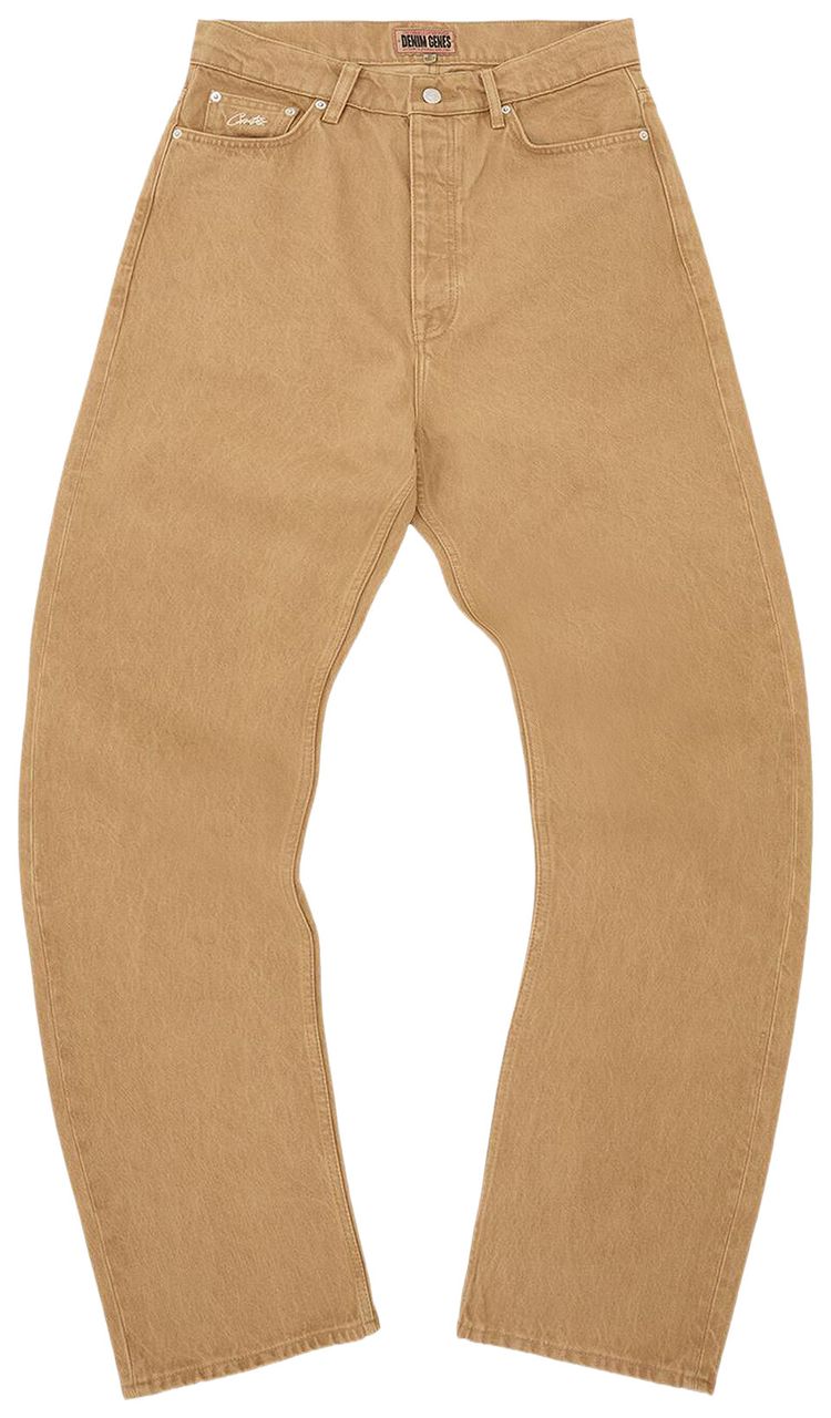Corteiz Crest Chainstitch Baggy Jeans Tan