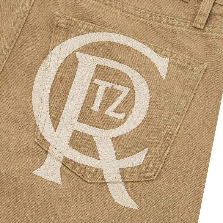 Corteiz Crest Chainstitch Baggy Jeans Tan