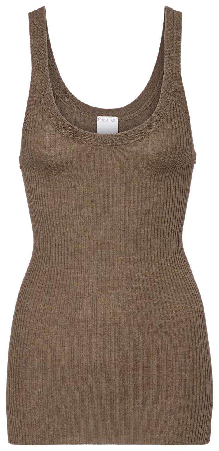Calvin Klein Fine Merino Ribbed Tank Top Fudge Melange