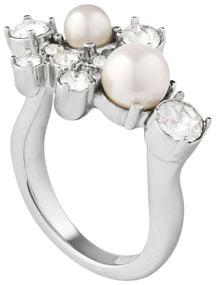 Givenchy Crystal Pearl Mixed Ring WhiteSilvery