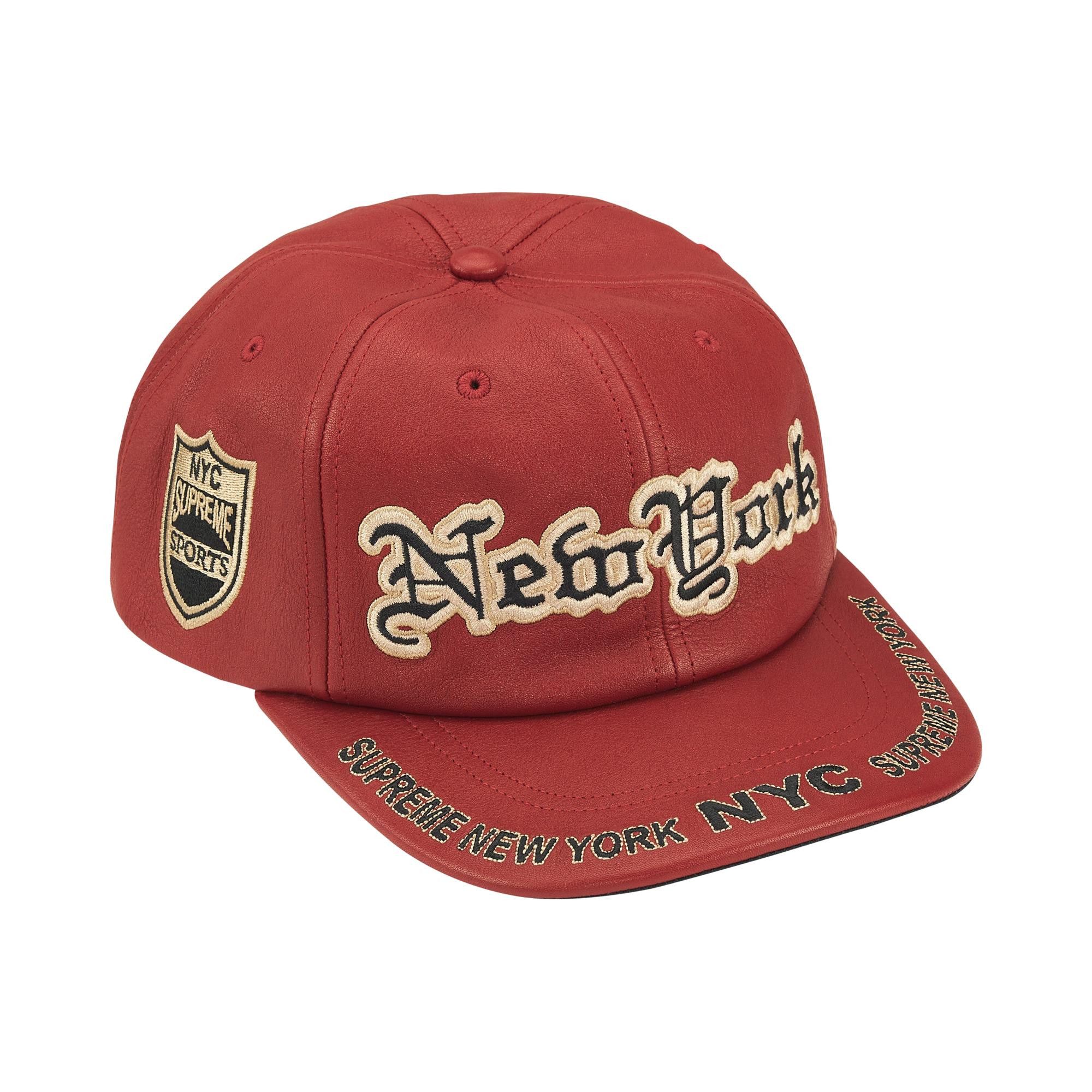 Buy Supreme New York Leather 6-Panel 'Red' - FW25H48 RED | GOAT
