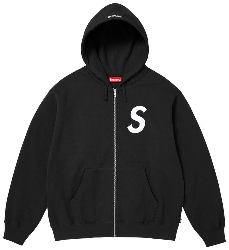 Supreme S Logo Zip Up Hooded Sweatshirt Black