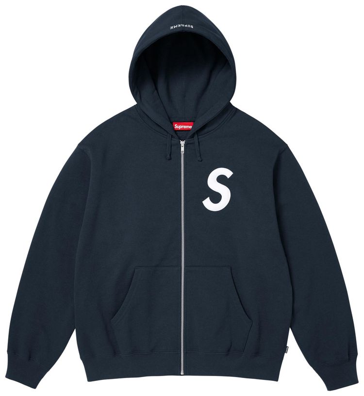Supreme S Logo Zip Up Hooded Sweatshirt Navy