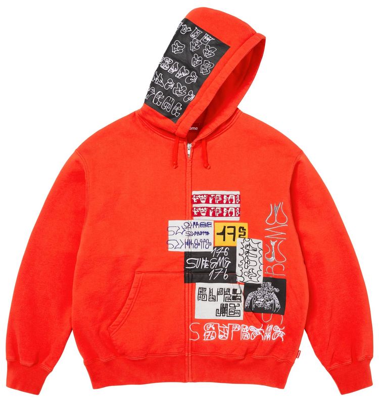 Supreme 176 Zip Up Hooded Sweatshirt Bright Orange