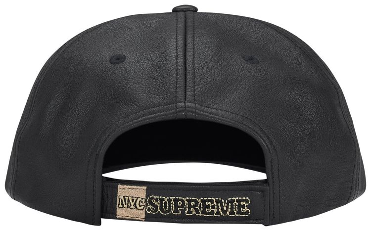Supreme New York Leather 6 Panel Black
