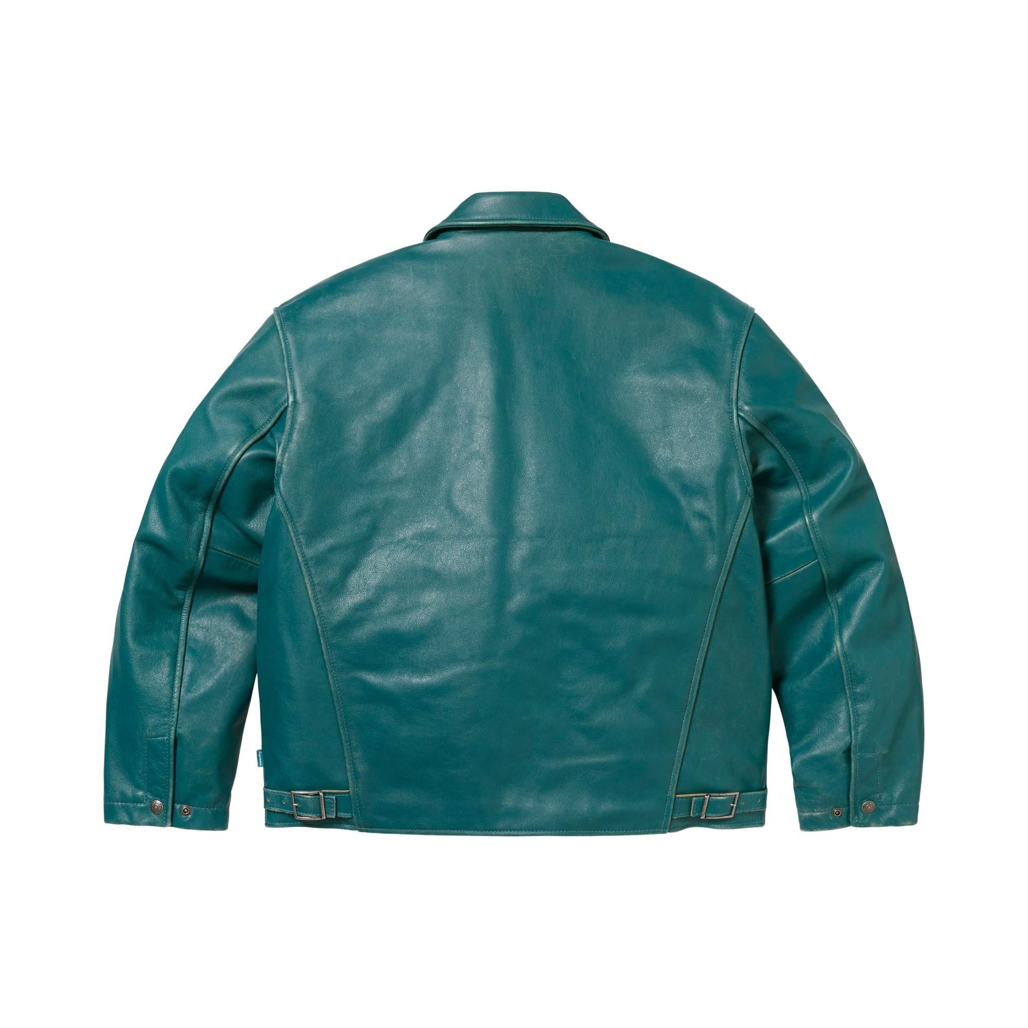 Buy Supreme x Schott Leather Racer Jacket 'Teal' - FW25J74 TEAL | GOAT