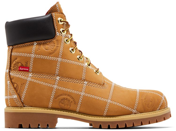 Supreme x Timberland 6 Inch Premium Waterproof Boot Patchwork   Wheat