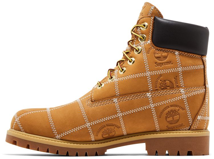 Supreme x Timberland 6 Inch Premium Waterproof Boot Patchwork   Wheat
