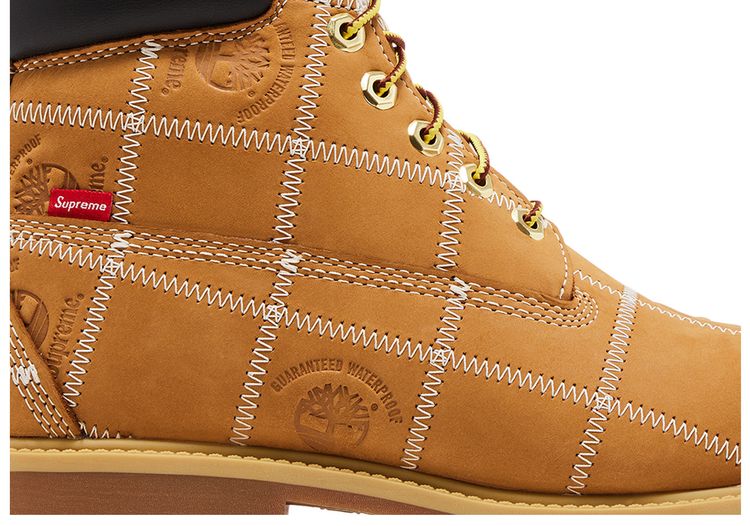 Supreme x Timberland 6 Inch Premium Waterproof Boot Patchwork   Wheat