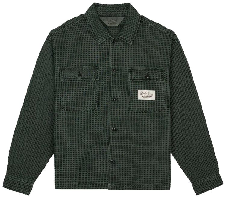 Brain Dead Waffle Button Up Dark Green