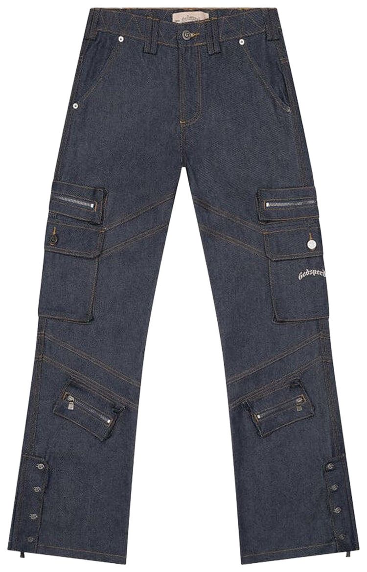 Godspeed Rockstar Flare Cargo Denim Raw Blue