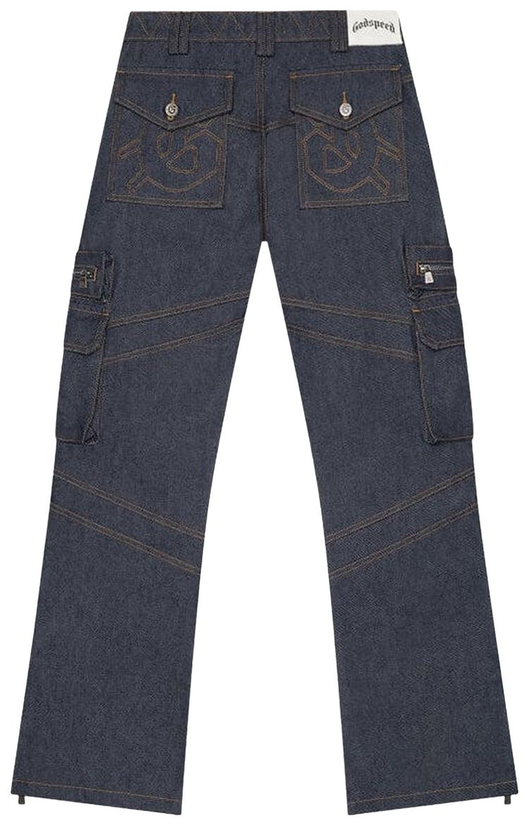 Godspeed Rockstar Flare Cargo Denim Raw Blue