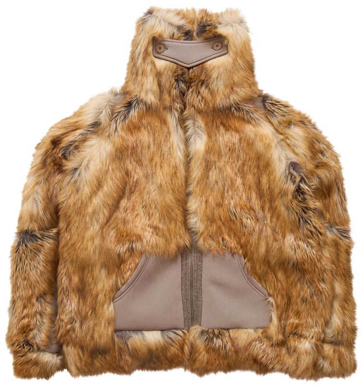 Ottolinger Oversized Furry Multiline Jacket Brown