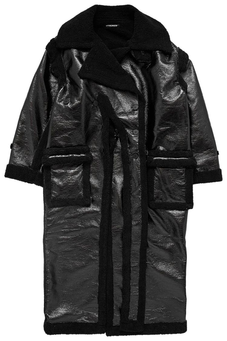 Ottolinger Shearling Oversize Split Coat Black