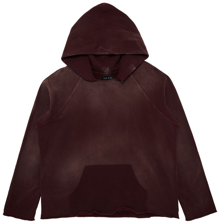Les Tien Heavyweight Raw Raglan Hoodie Vintage Red Mahogany