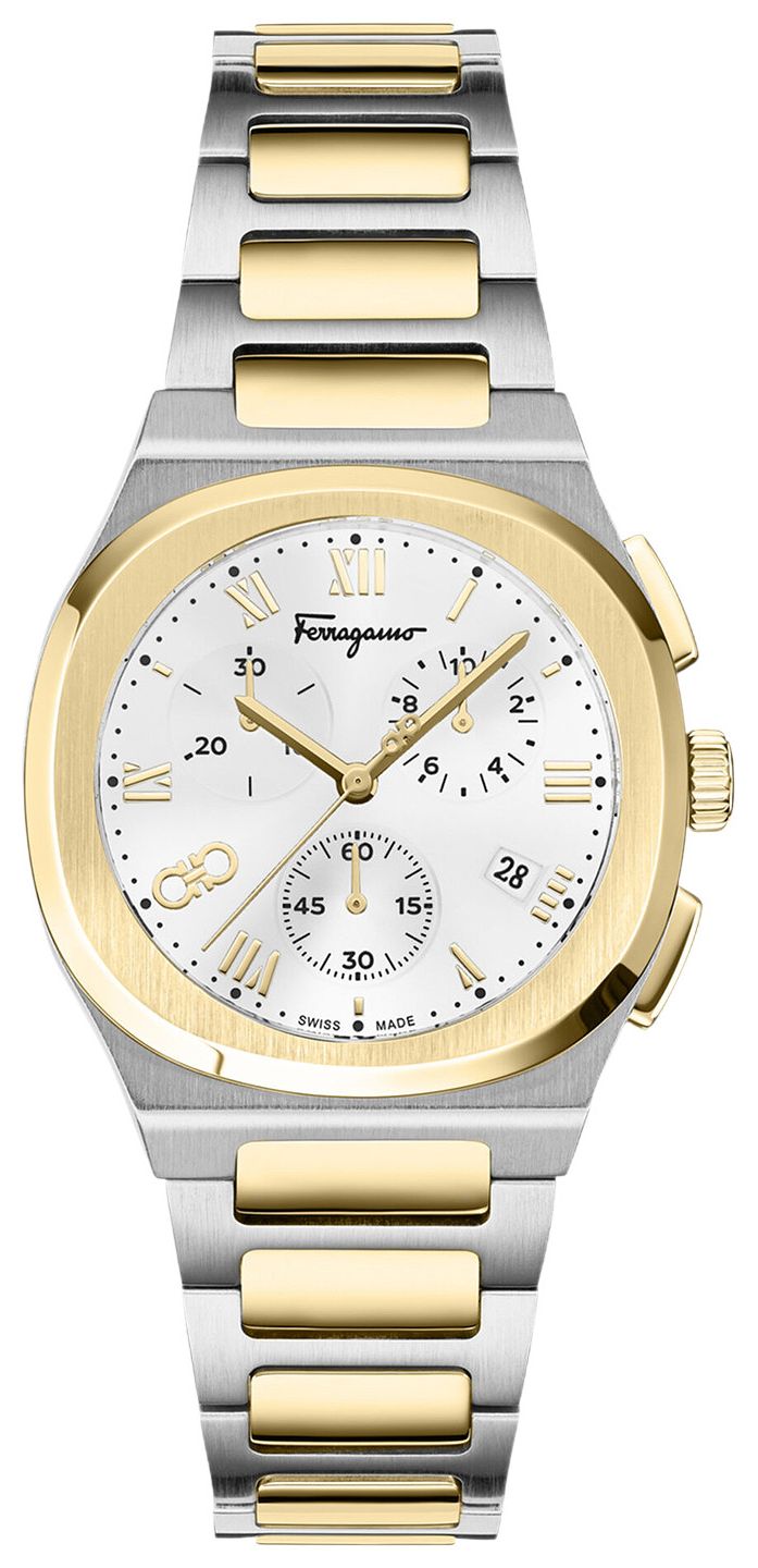 Ferragamo Elliptical Chronograph Watch Two Tone