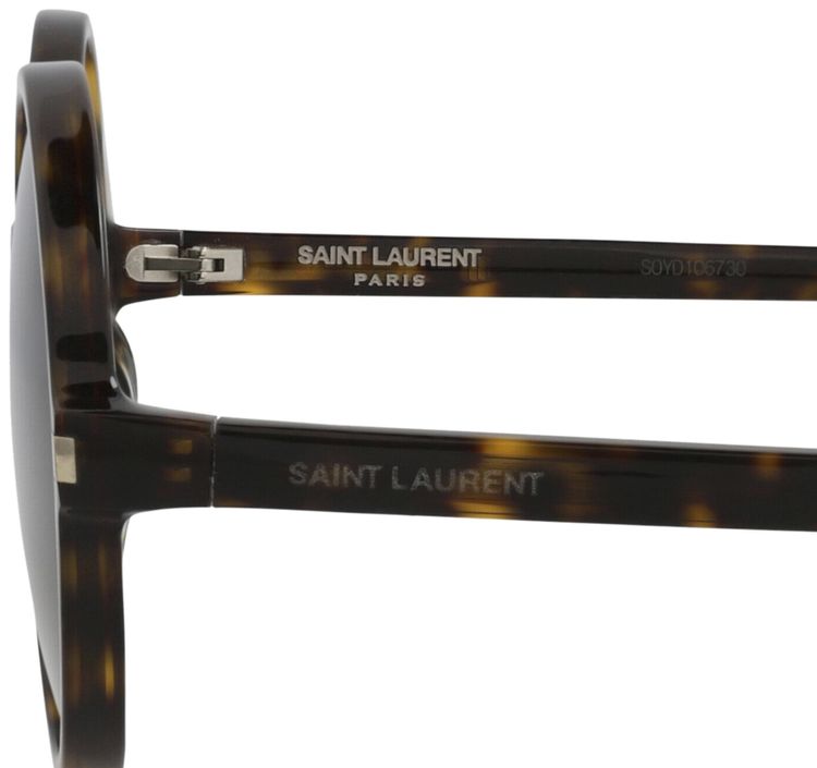 Saint Laurent Round Frame Acetate Sunglasses HavanaGrey