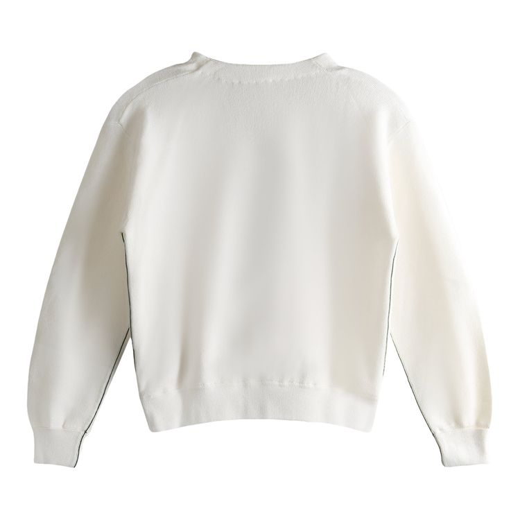 Lacoste V Neck Moss Stitch Cotton Cardigan Flour