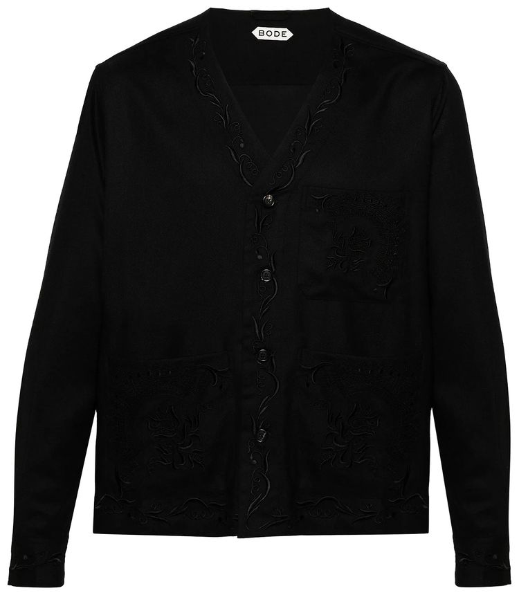 Bode Astor Trillium Long Sleeve Shirt Black