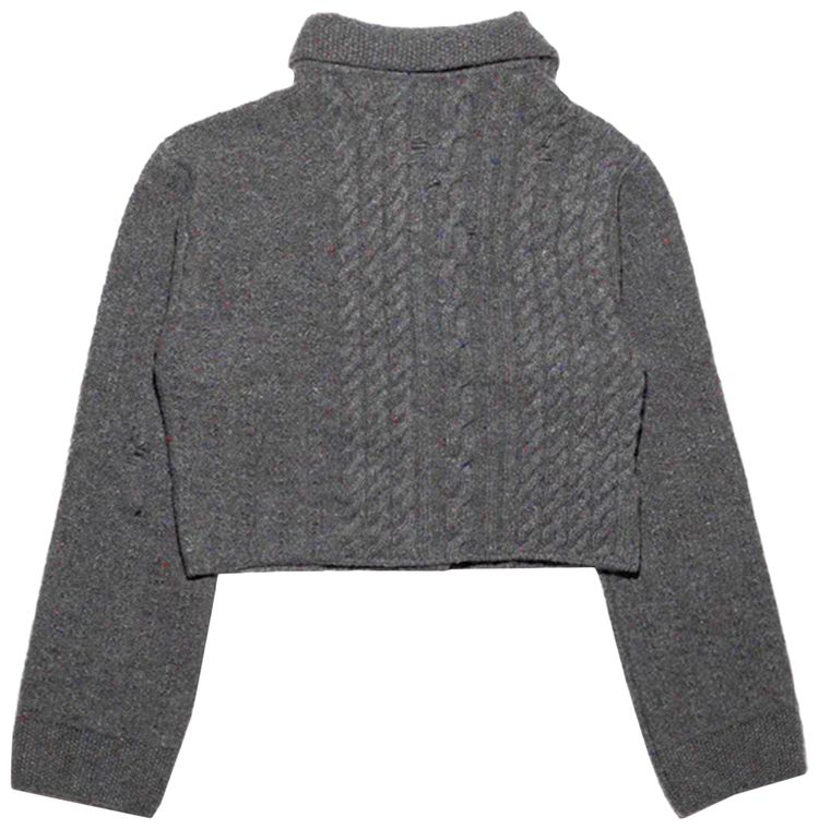 Enfants Riches Deprimes Collared Cropped Tweed Cardigan Grey