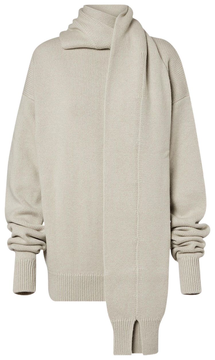 Calvin Klein Cashmere Long Sleeve Scarf Sweater Seed Pearl