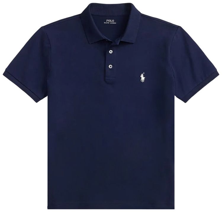Polo Ralph Lauren Short Sleeve Stretch Mesh Polo with 3 Button Placket Refined NavySmoke
