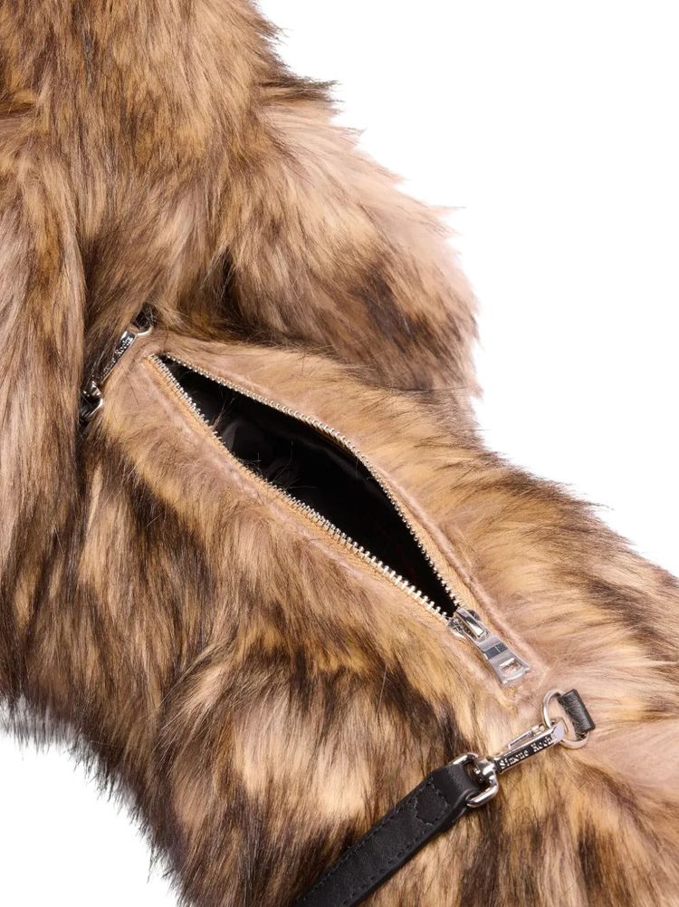 Simone Rocha Faux Fur Hare Crossbody Bag BrownClear