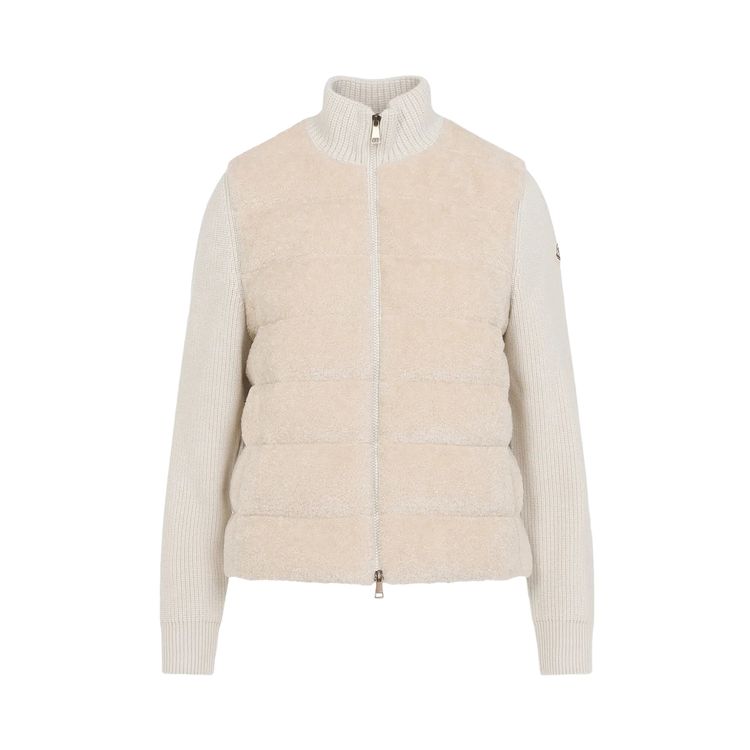 Moncler Stand Up Collar Zip Up Cardigan White
