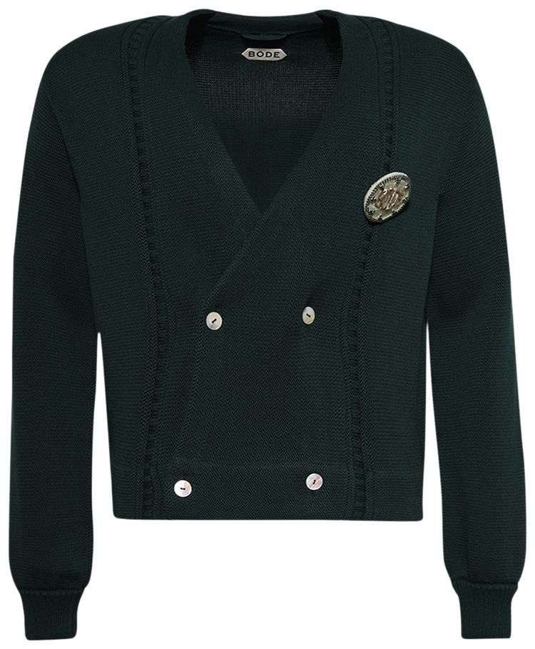 Bode Double Breasted Cardigan Green