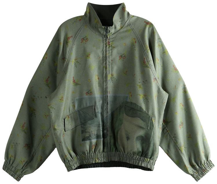 Undercover Elastic Hem Stand Collar Blouson Coat Grey Khaki Base