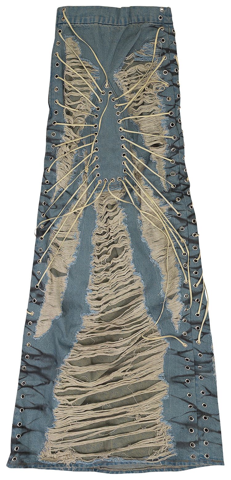 Who Decides War Laced Window Maxi Skirt Blue