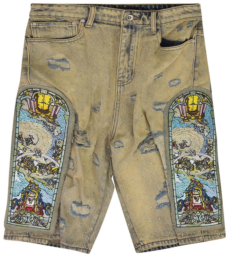 Who Decides War Unfurled Denim Shorts Blue