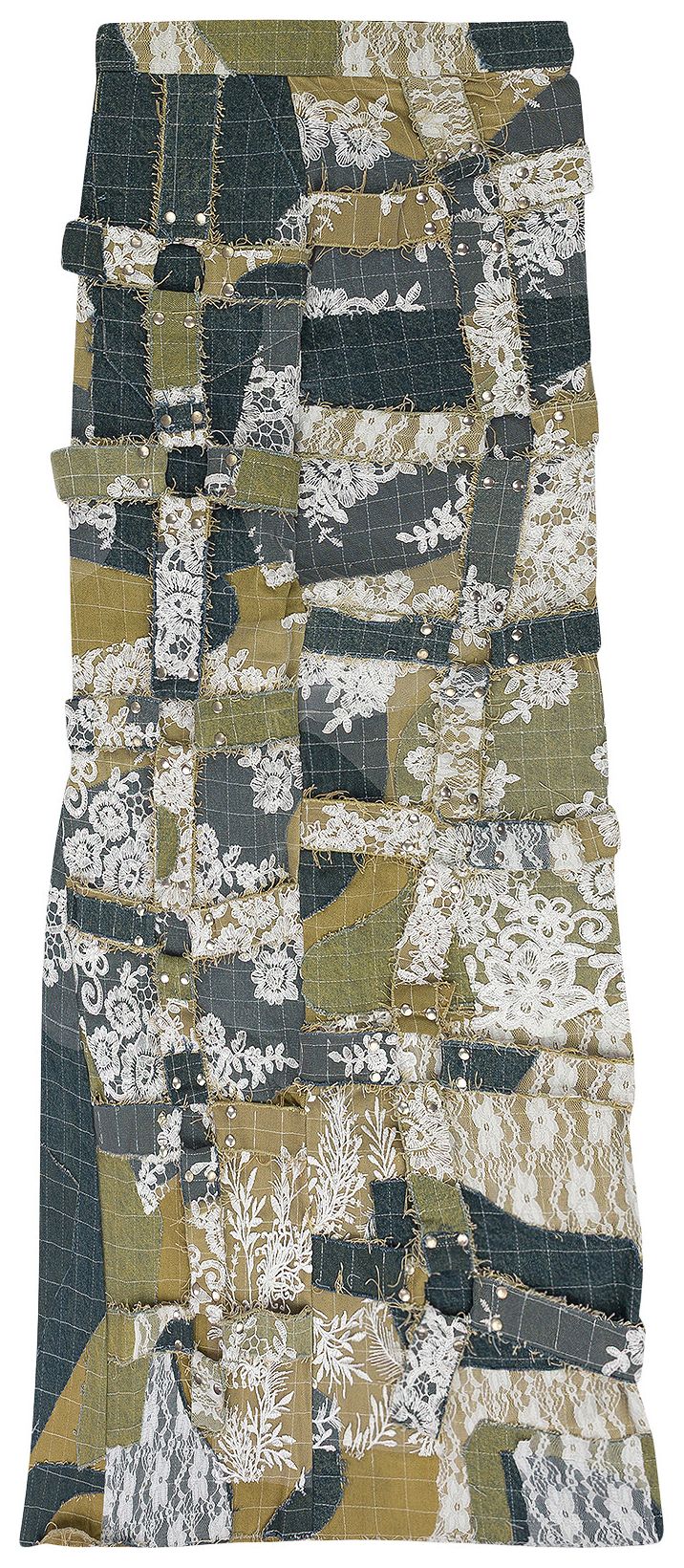 Who Decides War Affinity Grid Bondage Maxi Skirt Blue