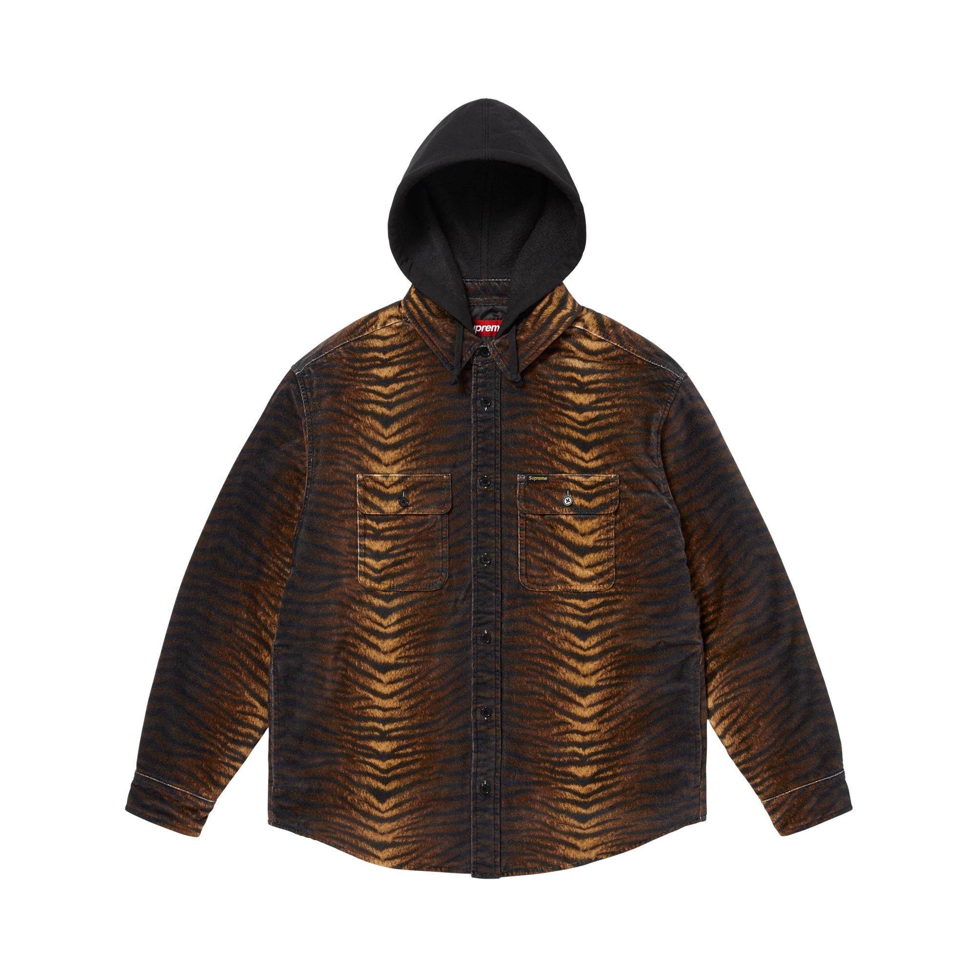 Buy Supreme Quilted Lined Hooded Velvet Shirt 'Tiger' - FW25S13