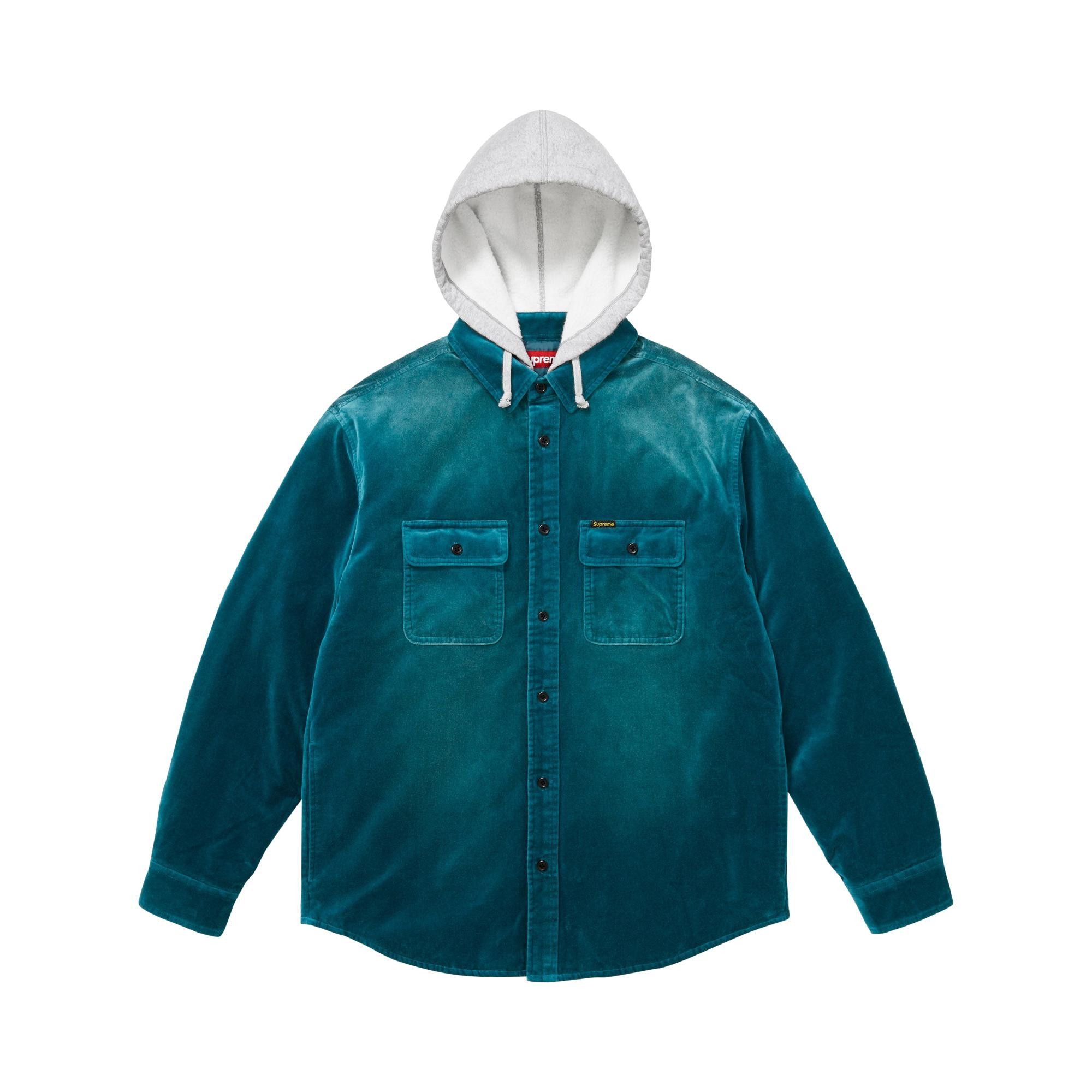 Buy Supreme Quilted Lined Hooded Velvet Shirt 'Teal' - FW25S13
