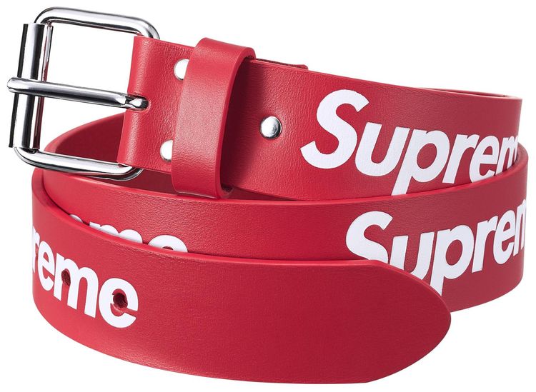 Supreme Repeat Leather Belt Red