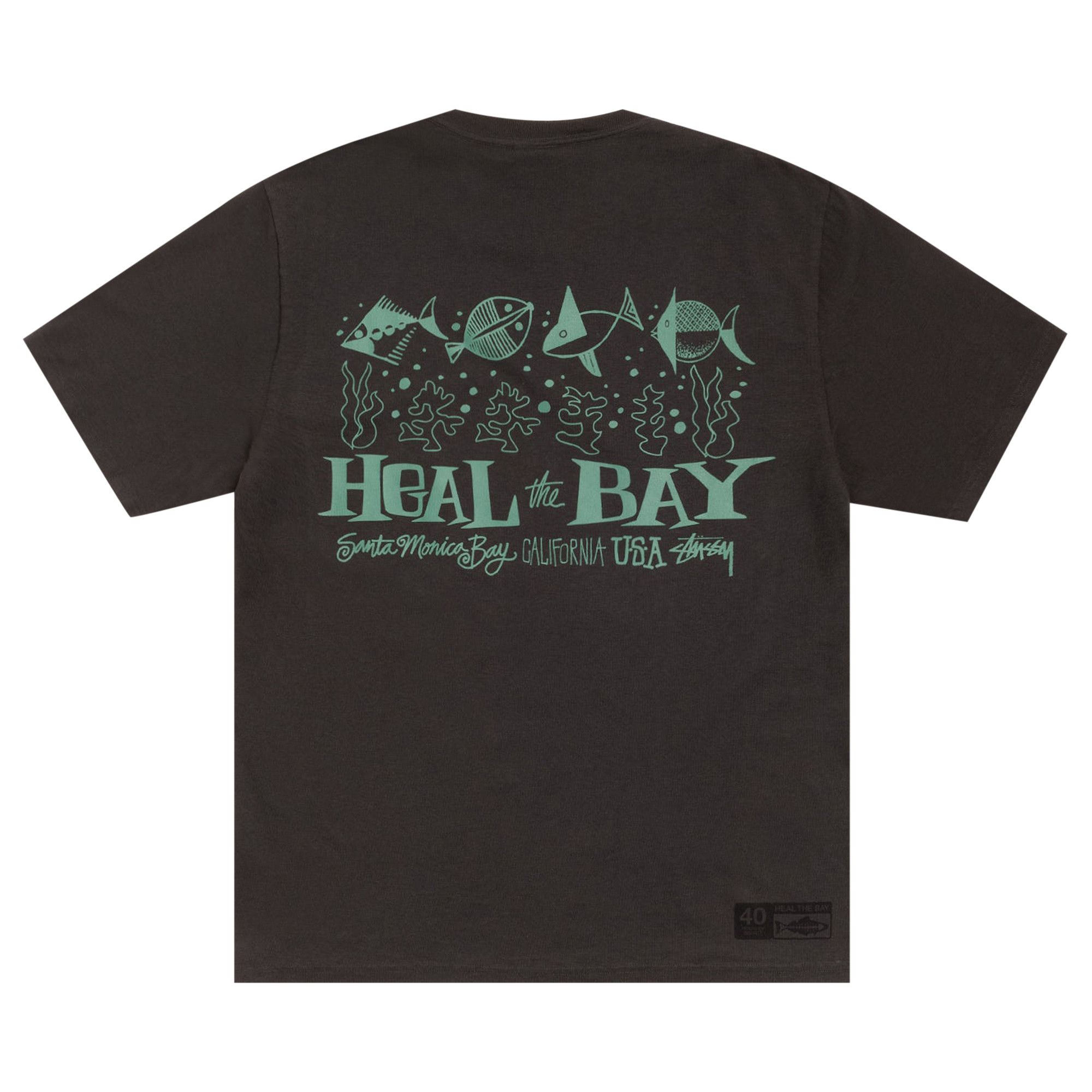 Buy Stussy Heal The Bay 40 Tee Pigment Dyed 'Faded Black