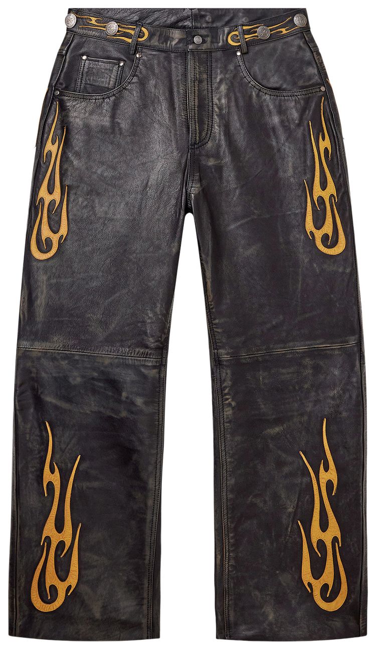 Vale Forever La Flare Leather Pants BlackYellow